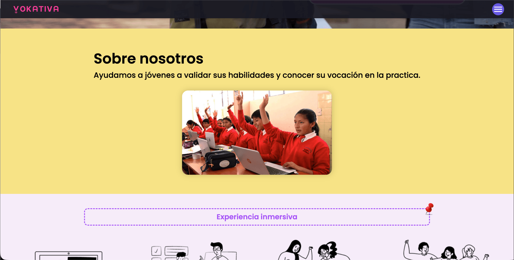 Página web de Vokativa, sección Sobre nosotros